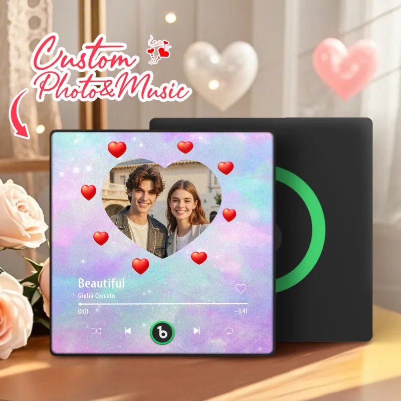 FridgeBeats Framed 4.0 Personalized Music Fridge Magnet Heart Style Valentines Gift Album Fridge Magnet Music Wall Photo Sticker - DiyGiftly