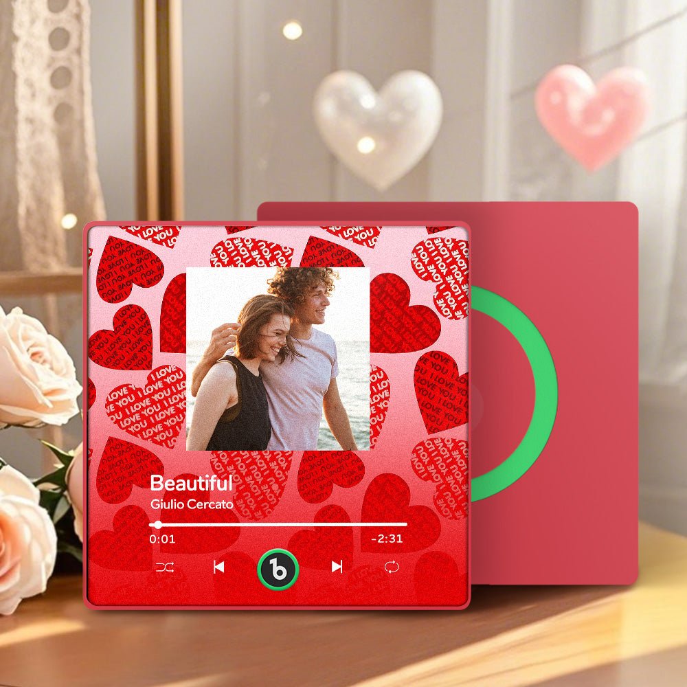 FridgeBeats Framed 4.0 Personalized Music Fridge Magnet with Red Heart Valentines Gift Music Wall Photo Sticker Music Movement - DiyGiftly