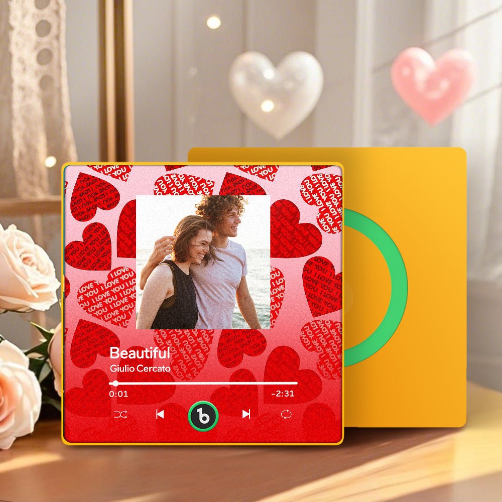 FridgeBeats Framed 4.0 Personalized Music Fridge Magnet with Red Heart Valentines Gift Music Wall Photo Sticker Music Movement - DiyGiftly