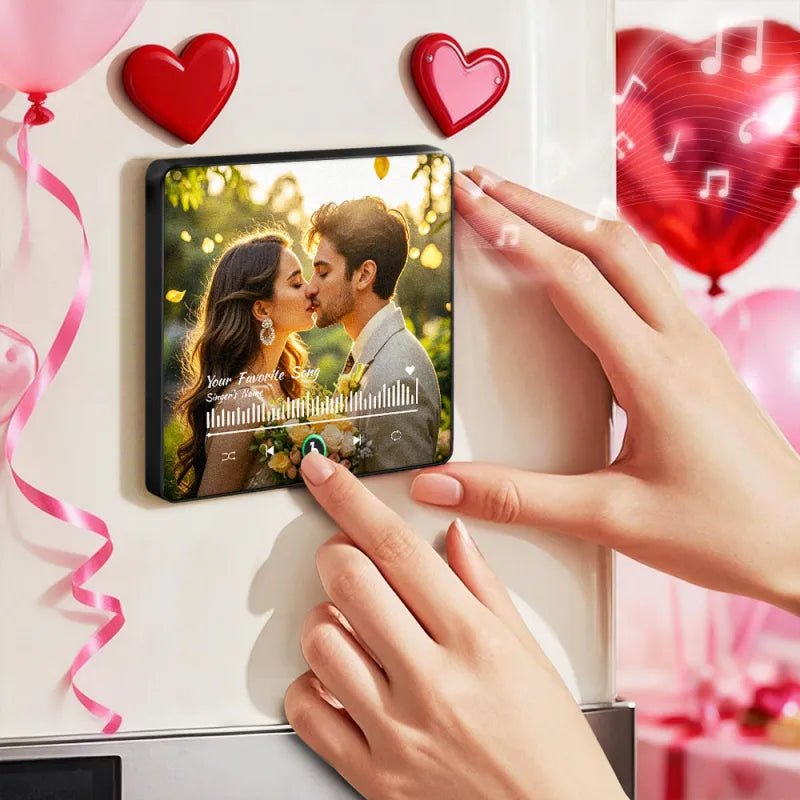 FridgeBeats Framed 4.0 Personalized Your Favorite Song Fridge Magnet Custom Fridge Magnet With Music and Photo Valentines Gift - DiyGiftly