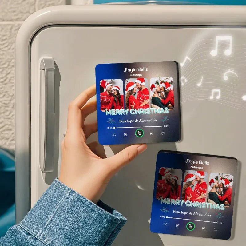 FridgeBeats Frameless 4.0 Custom 3 Photos Music Fridge Magnet FridgeBeats Pro Supports Bluetooth Connectivity Christmas Gifts - DiyGiftly
