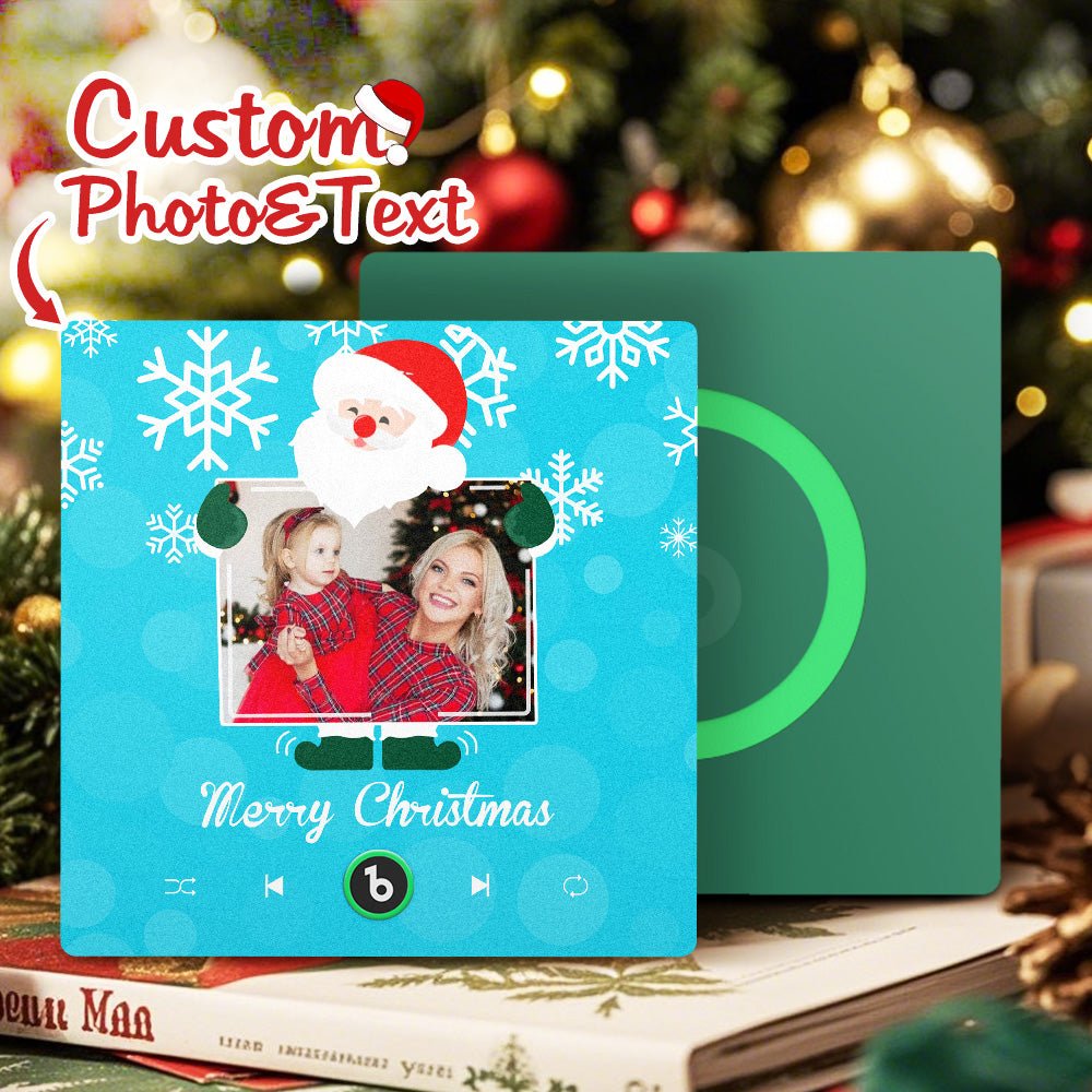 FridgeBeats Frameless 4.0 Custom Music And Photo Fridge Magnet Santa and Snowflakes Fridge Magnet Gift for Christmas - DiyGiftly