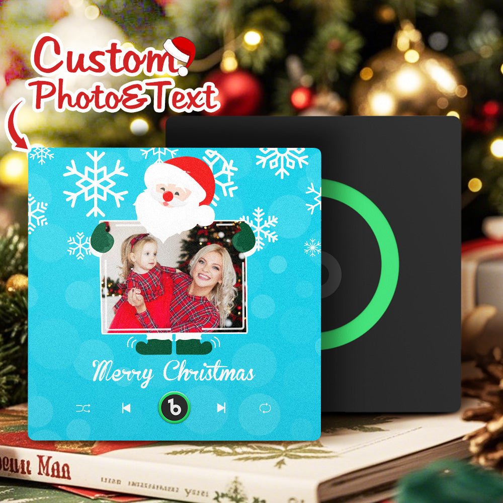 FridgeBeats Frameless 4.0 Custom Music And Photo Fridge Magnet Santa and Snowflakes Fridge Magnet Gift for Christmas - DiyGiftly