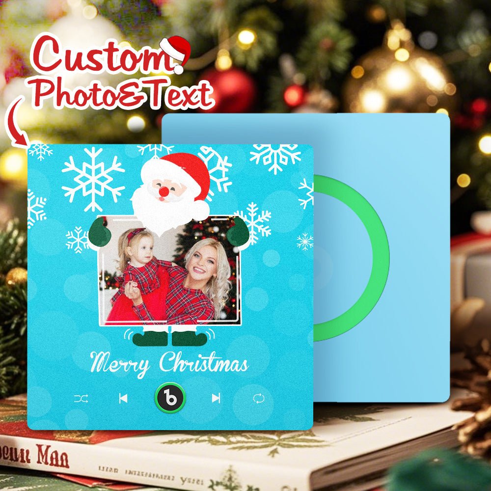 FridgeBeats Frameless 4.0 Custom Music And Photo Fridge Magnet Santa and Snowflakes Fridge Magnet Gift for Christmas - DiyGiftly