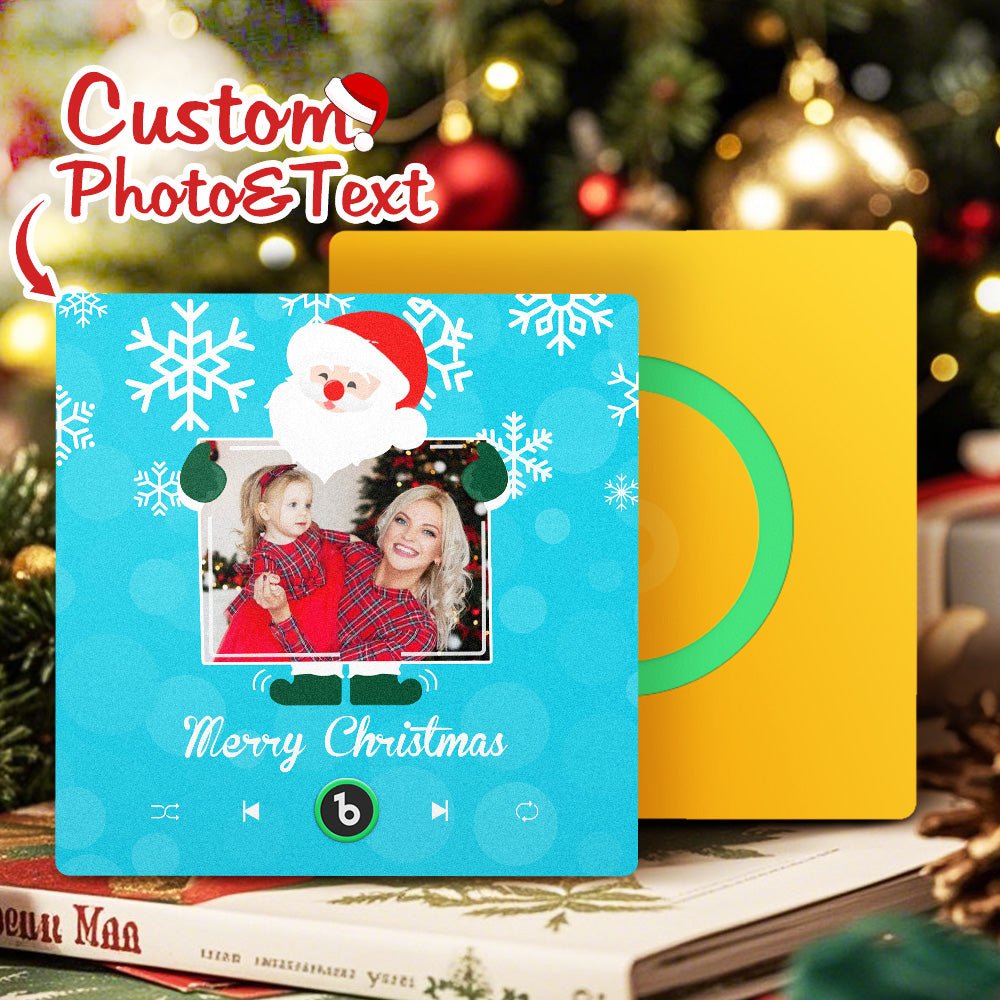 FridgeBeats Frameless 4.0 Custom Music And Photo Fridge Magnet Santa and Snowflakes Fridge Magnet Gift for Christmas - DiyGiftly
