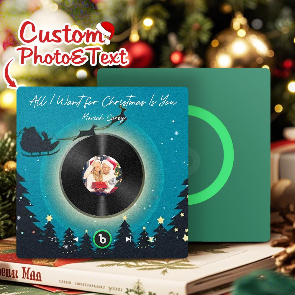 FridgeBeats Frameless 4.0 Custom Photo Music Fridge Magnet Flying Santa and Reindeer Scene Album Fridge Magnet Christmas Gifts - DiyGiftly