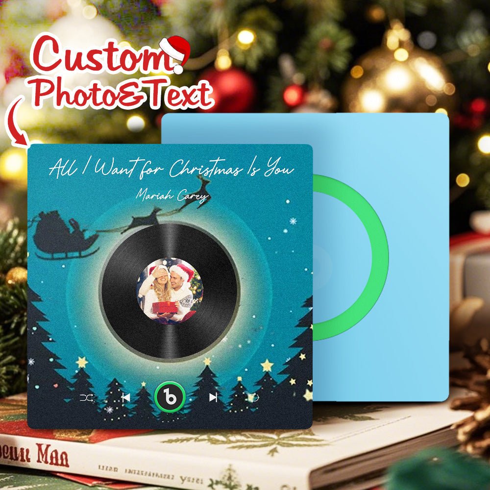 FridgeBeats Frameless 4.0 Custom Photo Music Fridge Magnet Flying Santa and Reindeer Scene Album Fridge Magnet Christmas Gifts - DiyGiftly