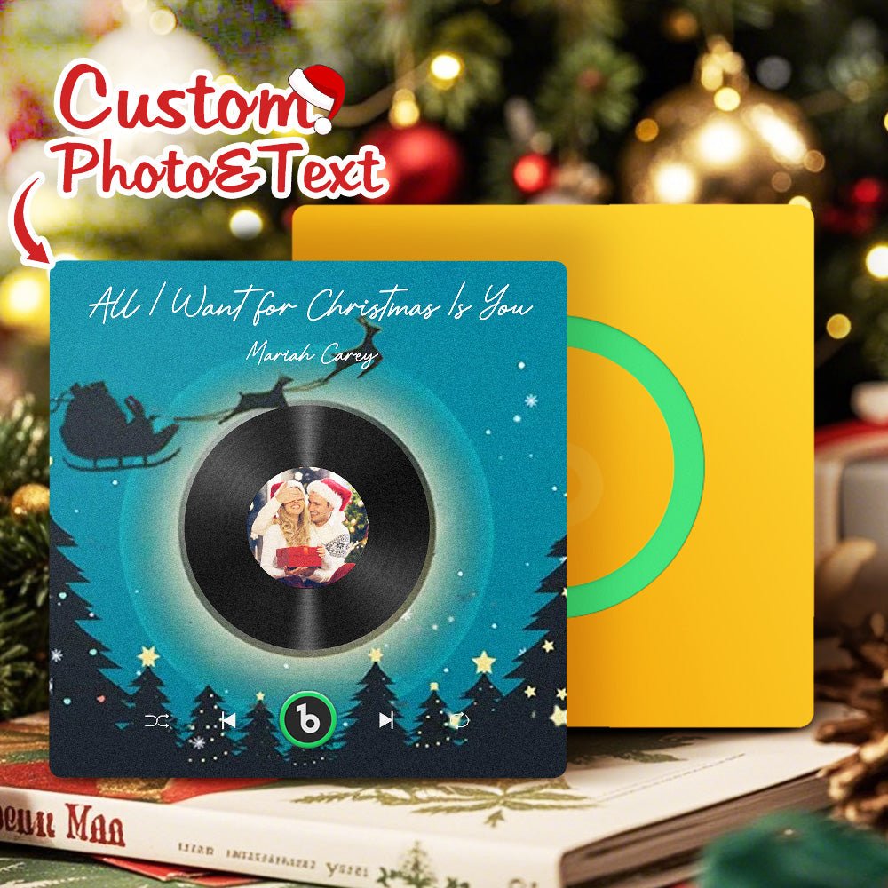 FridgeBeats Frameless 4.0 Custom Photo Music Fridge Magnet Flying Santa and Reindeer Scene Album Fridge Magnet Christmas Gifts - DiyGiftly