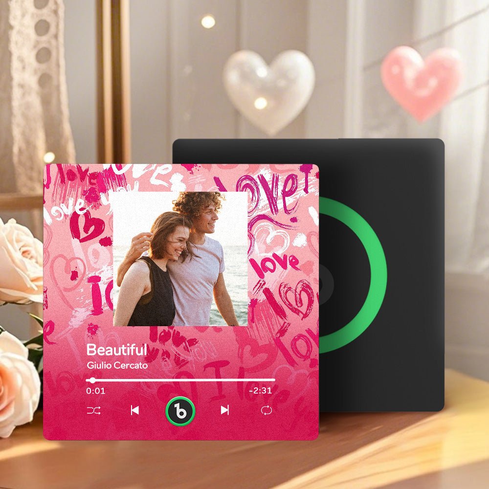 FridgeBeats Frameless 4.0 Personalized Love Theme Music Fridge Magnet Valentines Gift Music Wall Photo Sticker Music Movement - DiyGiftly
