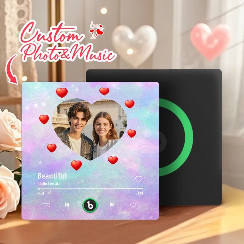 FridgeBeats Frameless 4.0 Personalized Music Fridge Magnet Heart Style Valentines Gift Album Fridge Magnet Music Wall Photo Sticker - DiyGiftly