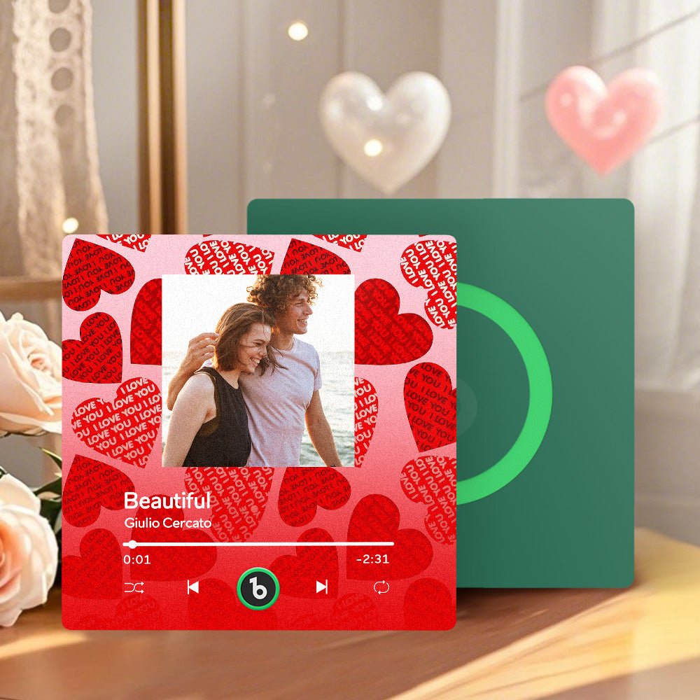 FridgeBeats Frameless 4.0 Personalized Music Fridge Magnet with Red Heart Valentines Gift Music Wall Photo Sticker Music Movement - DiyGiftly