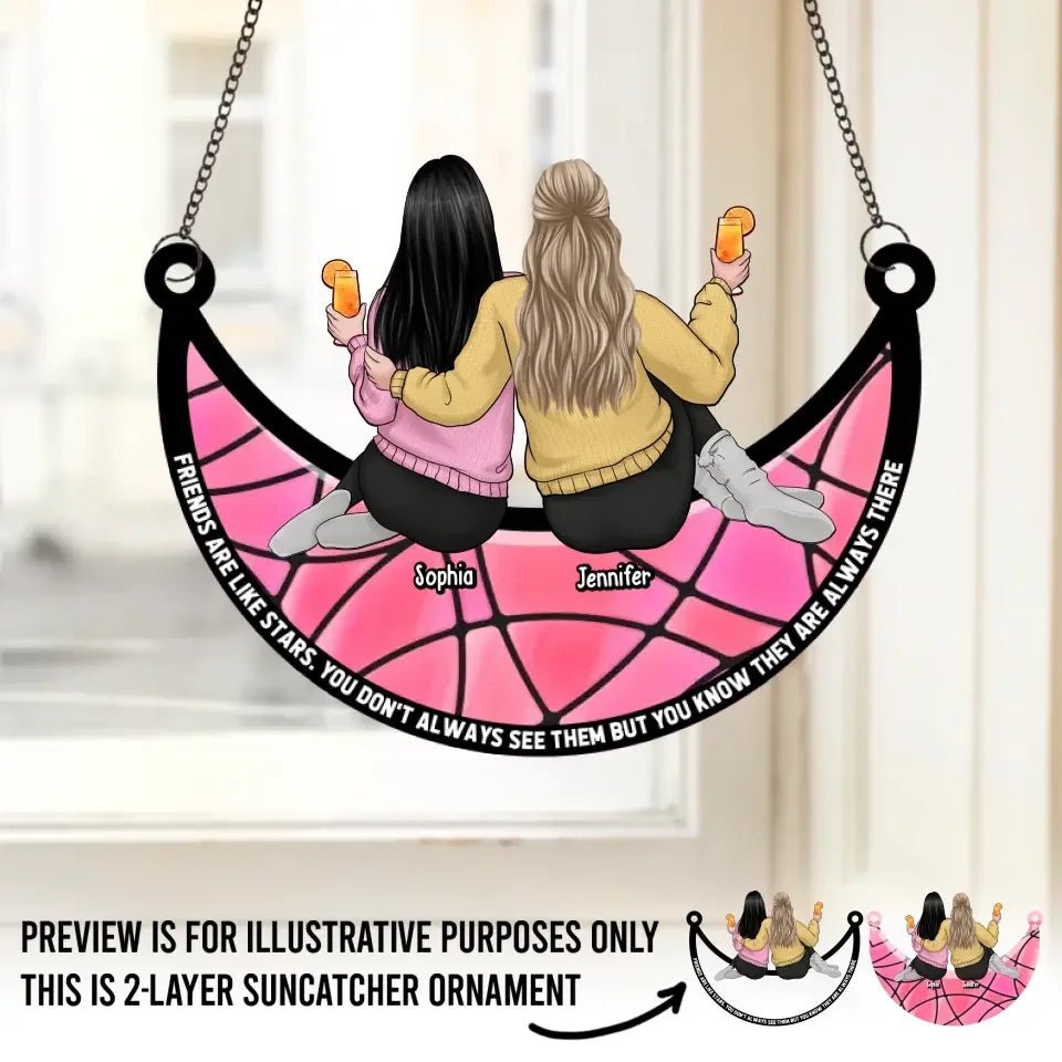 wood and acrylic plexiglass acrylic window hanging suncatcher personalized design gift for best friend