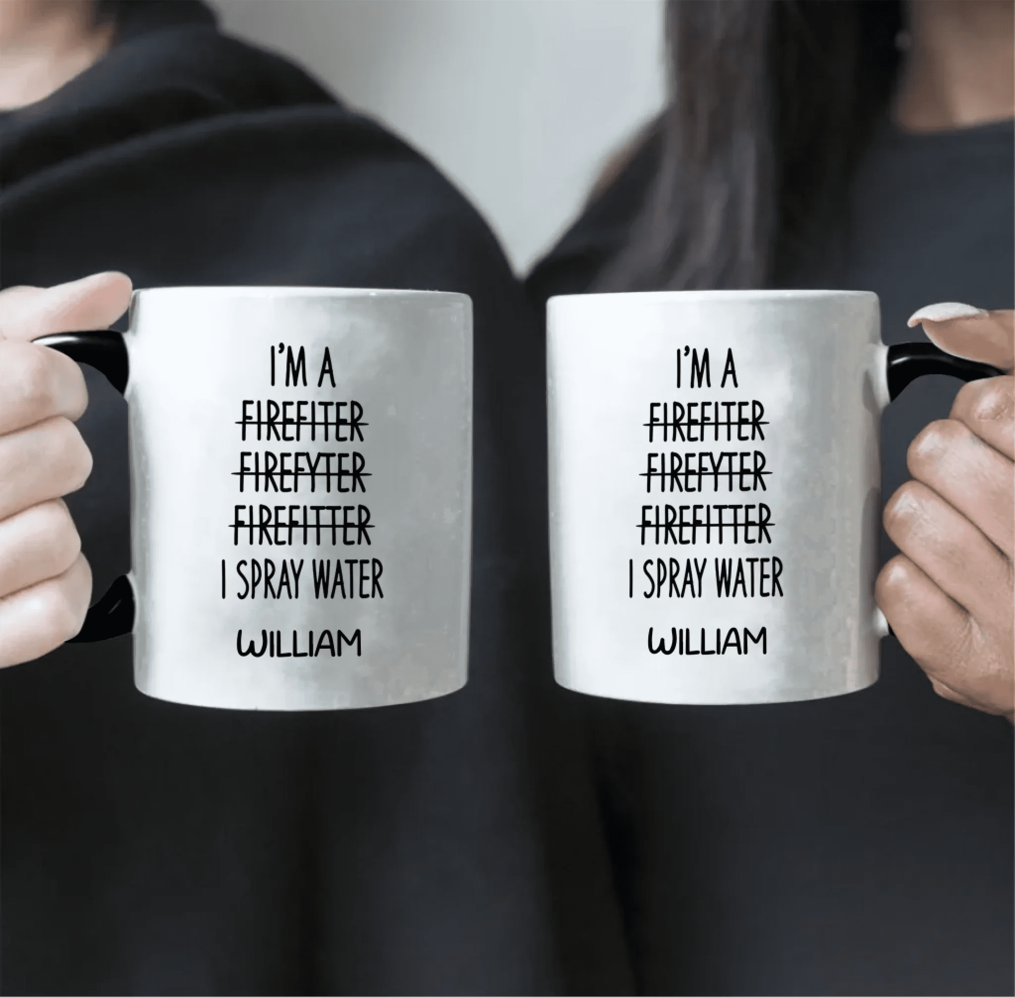 Firefighter Coffee Mug Personalized Ceramic white pink