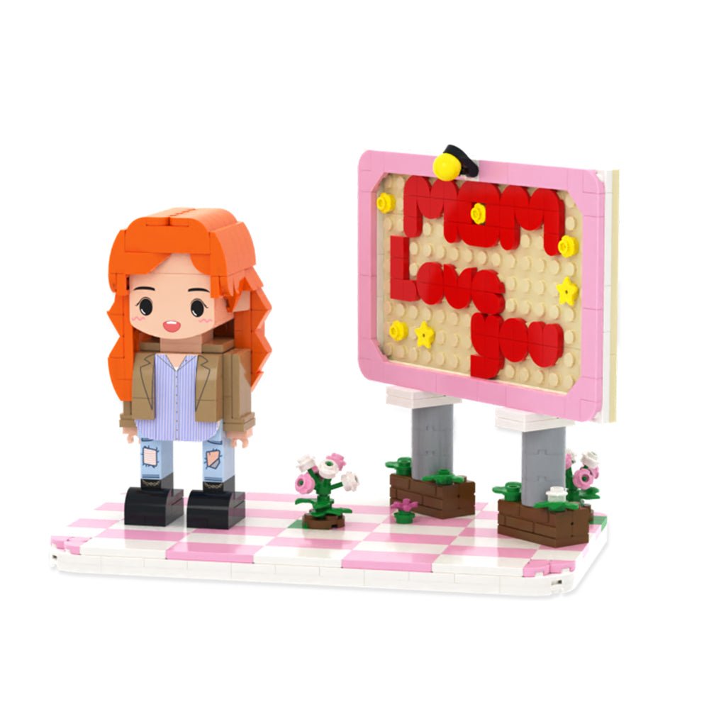 Full Body Custom 1 Person Cute Brick Figure MOM Love You Personalized Photo Mother's Day Gift - DiyGiftly