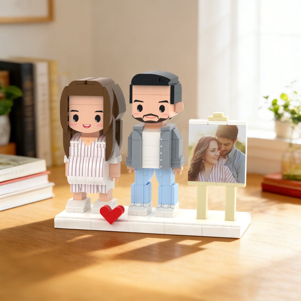 Full Body Customizable Pregnancy Gift 2 People Cute Brick Figures with Photo Anniversary Gift New Mom Gift - DiyGiftly