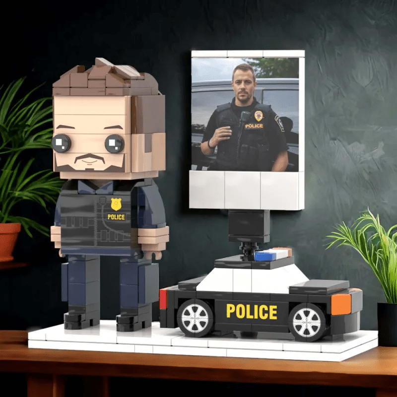 Full Body Customized Police Theme Figure with Photo – 1 - Person Police Figure, Unique Birthday Gift, Father’s Day Gift for Police Officers - DiyGiftly