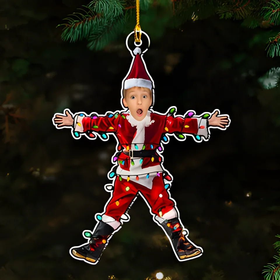 Funny Christmas Shocked Custom Face - Personalized Custom Acrylic Ornament 724734 - DiyGiftly