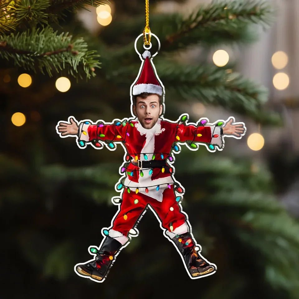 Funny Christmas Shocked Custom Face - Personalized Custom Acrylic Ornament 724734 - DiyGiftly