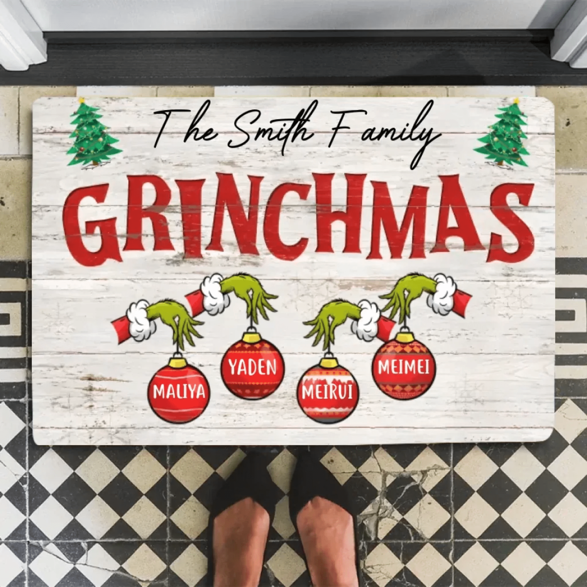 Funny Christmas Sign Custom Christmas Gift For Family Mat Print 709088 - D - DiyGiftly