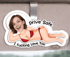 Funny Gift for Husband - Drive Safe I F*cking Love You Personalized Photo Wooden Car Visor Clip 1100785 - DiyGiftly