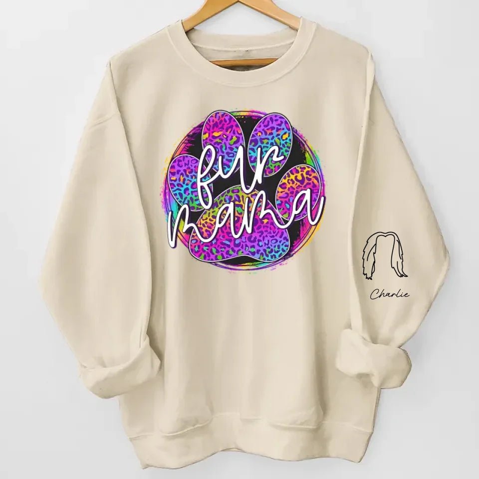 Fur Mama - Dog & Cat Personalized Custom Unisex Sweatshirt With Design On Sleeve - Gift For Pet Owners, Pet Lovers 682338 - 682342 - DiyGiftly