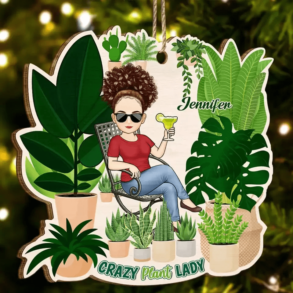 Gardener Crazy Plant Lady - Personalized Custom Shaped Wooden Ornament 688372 - DiyGiftly
