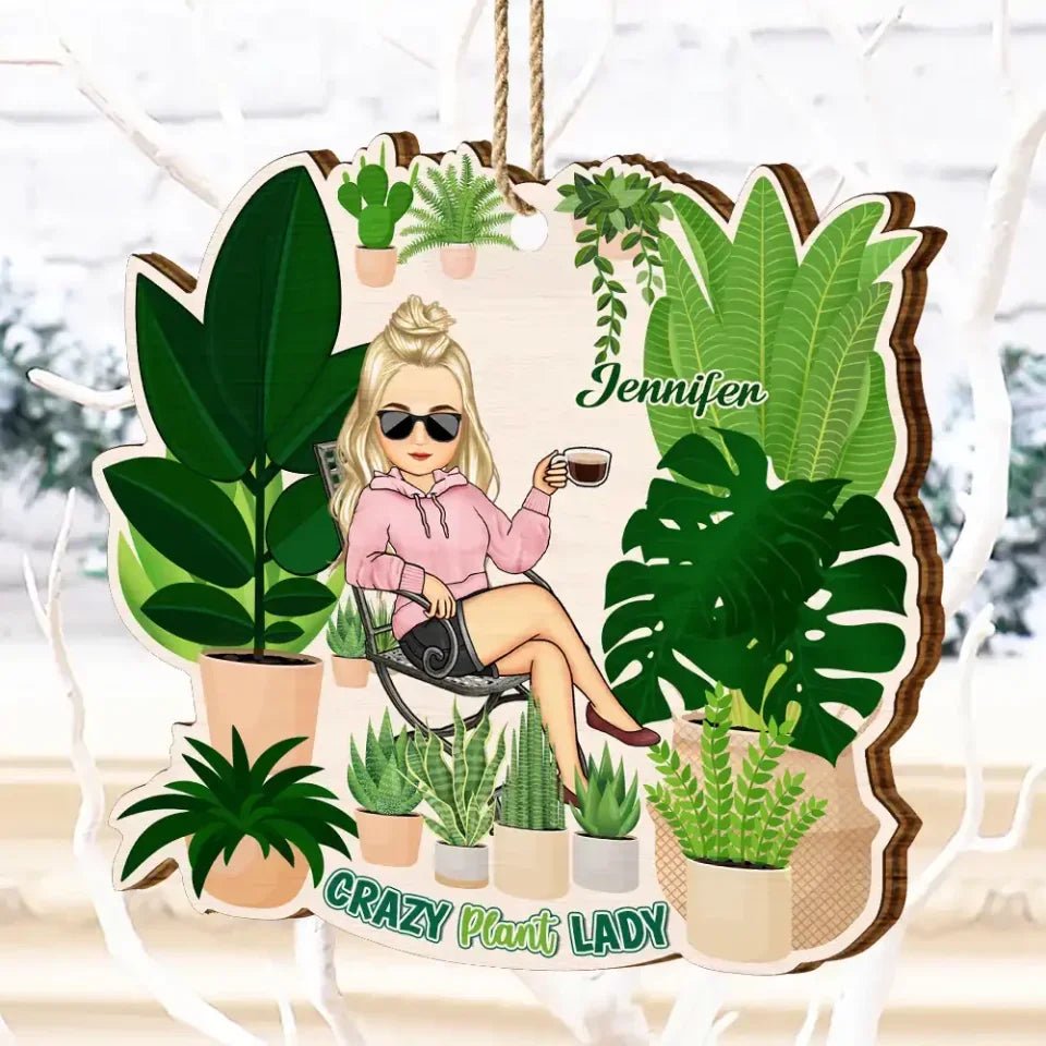 Gardener Crazy Plant Lady - Personalized Custom Shaped Wooden Ornament 688372 - DiyGiftly
