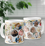 Geometric Photo Collage Giant Coffee Mug – Custom Multi - Photo Personalized Cup, Unique Gift for Family, Friends, or Coworkers, Perfect for Birthday, Christmas, or Office Desk Use 28589568 - DiyGiftly