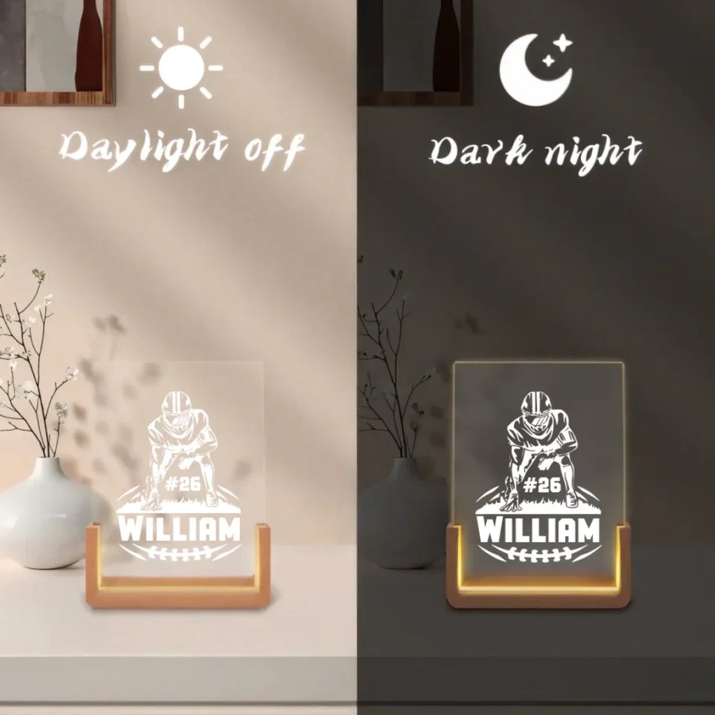 Gift for Football Players - Personalized Night Light Gift for Boys, Men on Birthday - Lamp Custom Name and Number 741832 - DiyGiftly
