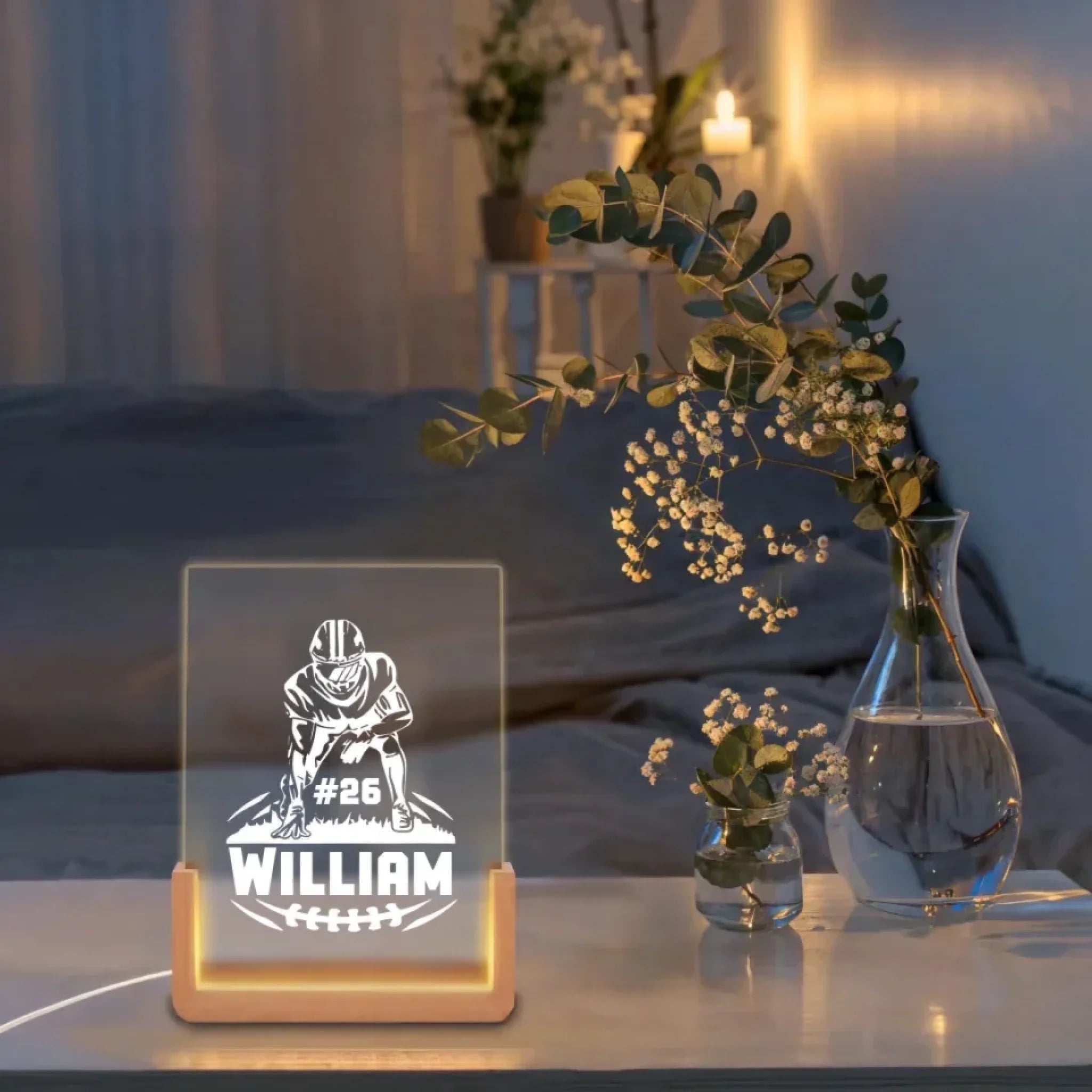 Gift for Football Players - Personalized Night Light Gift for Boys, Men on Birthday - Lamp Custom Name and Number 741832 - DiyGiftly
