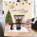 Girl and Dogs Christmas - Life Is Better With A Dog - Blanket - Personalized Blanket 724754 - DiyGiftly