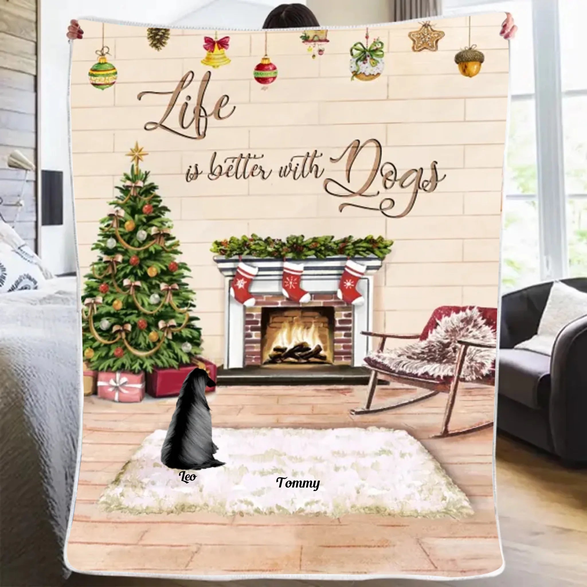 Girl and Dogs Christmas - Life Is Better With A Dog - Blanket - Personalized Blanket 724754 - DiyGiftly