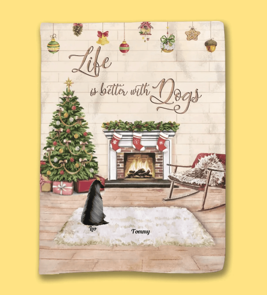 Girl and Dogs Christmas - Life Is Better With A Dog - Blanket - Personalized Blanket 724754 - DiyGiftly