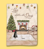 Girl and Dogs Christmas - Life Is Better With A Dog - Blanket - Personalized Blanket 724754 - DiyGiftly