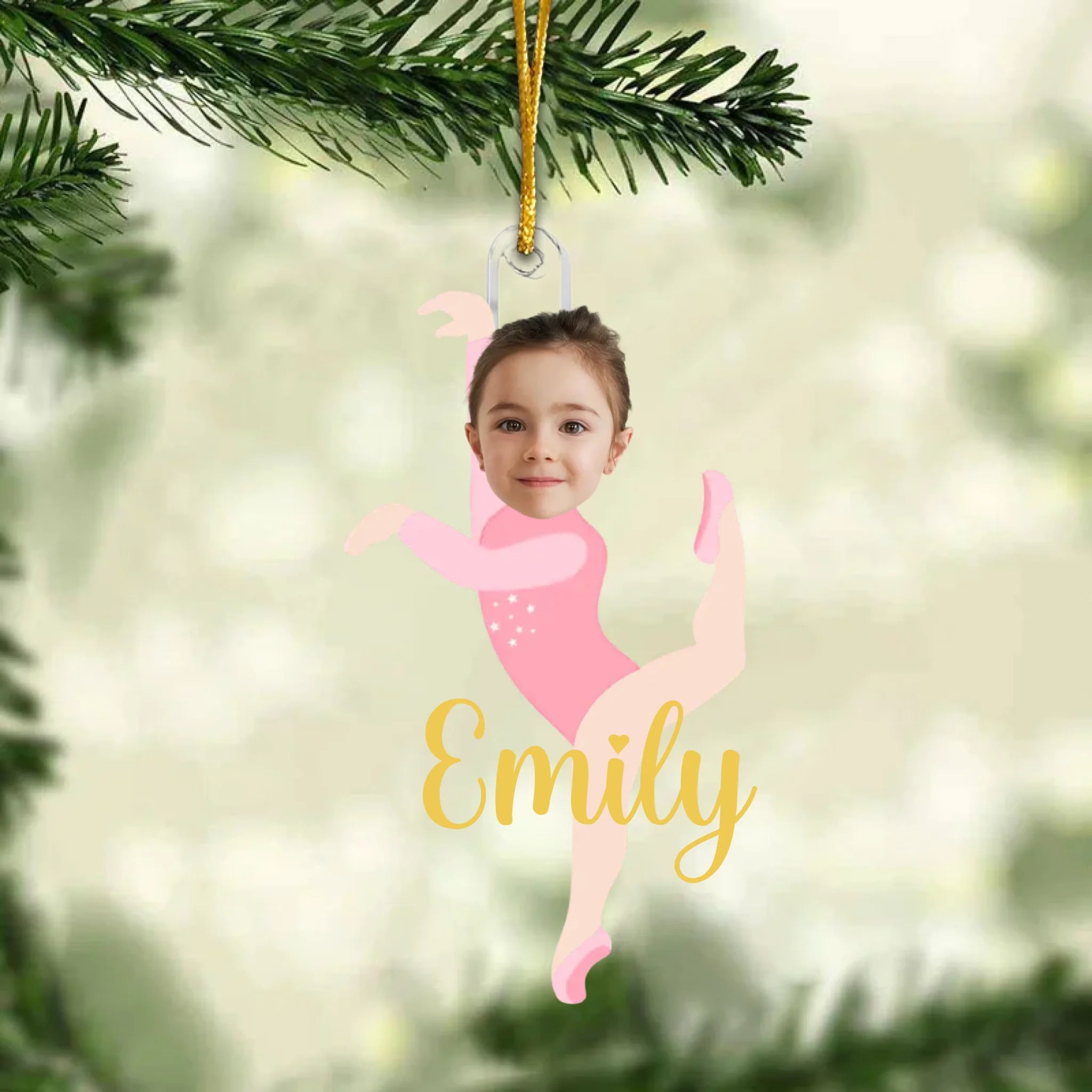 Girls Gymnastic Christmas Ornament – Personalized Acrylic Photo Ornament with Custom Name – Gymnast Holiday Keepsake Gift for Girls, Kids, Daughters & Young Athletes 1060510 - DiyGiftly