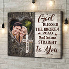 God Blessed The Broken Road Personalized Anniversary Canvas Photo Print – Custom Picture Wall Art with Names and Date, Romantic Christian Gift for Couples, Husband, Wife, or Newlyweds, Perfect for Wedding, Engagement, or Valentine’s Day 656256 - DiyGiftly