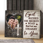 God Blessed The Broken Road Personalized Anniversary Canvas Photo Print – Custom Picture Wall Art with Names and Date, Romantic Christian Gift for Couples, Husband, Wife, or Newlyweds, Perfect for Wedding, Engagement, or Valentine’s Day 656256 - DiyGiftly