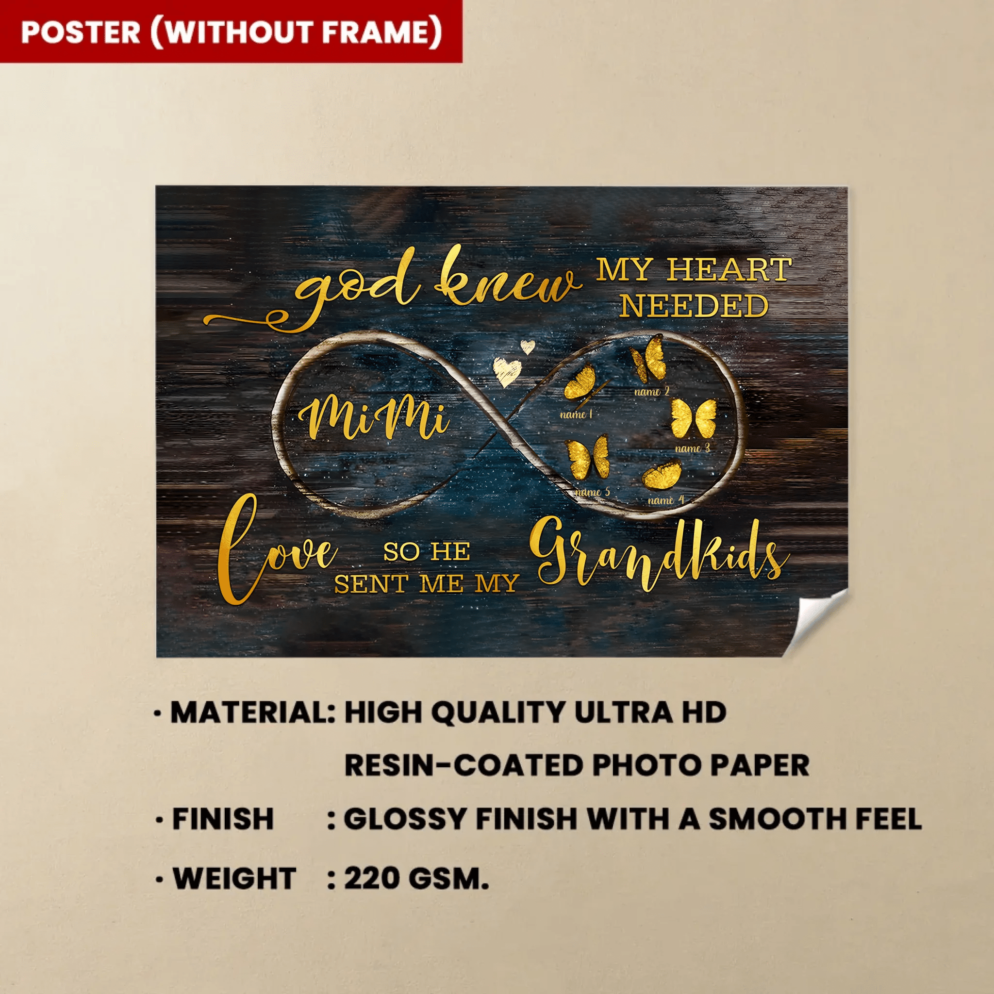 god knew my heart needed love personalized poster grandparents day gift