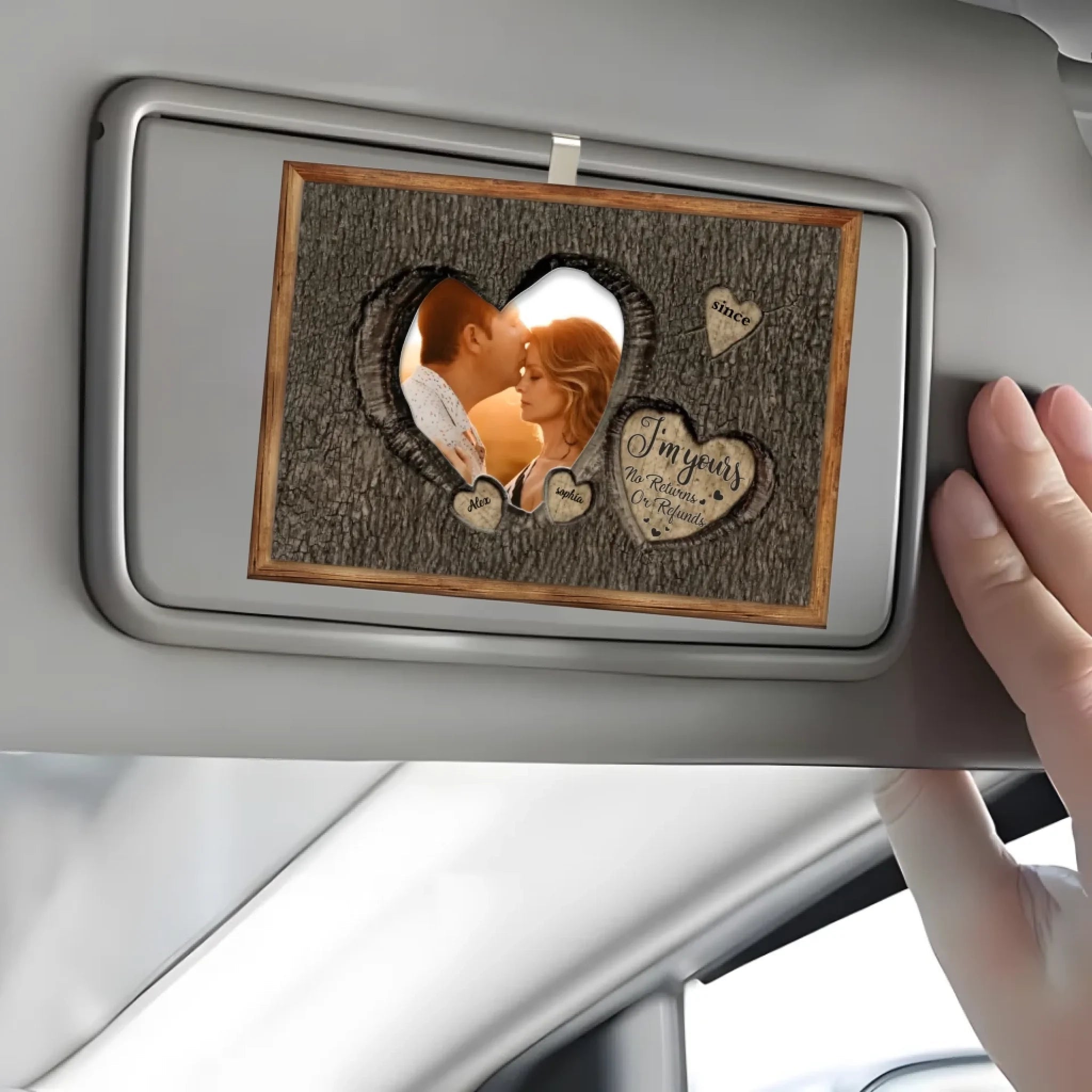 God Knew My Heart Needed You – Personalized Photo Car Sun Visor Clip – Custom Wooden Couples Gift for Anniversary, Wedding & Valentine’s Day 1074409 - DiyGiftly