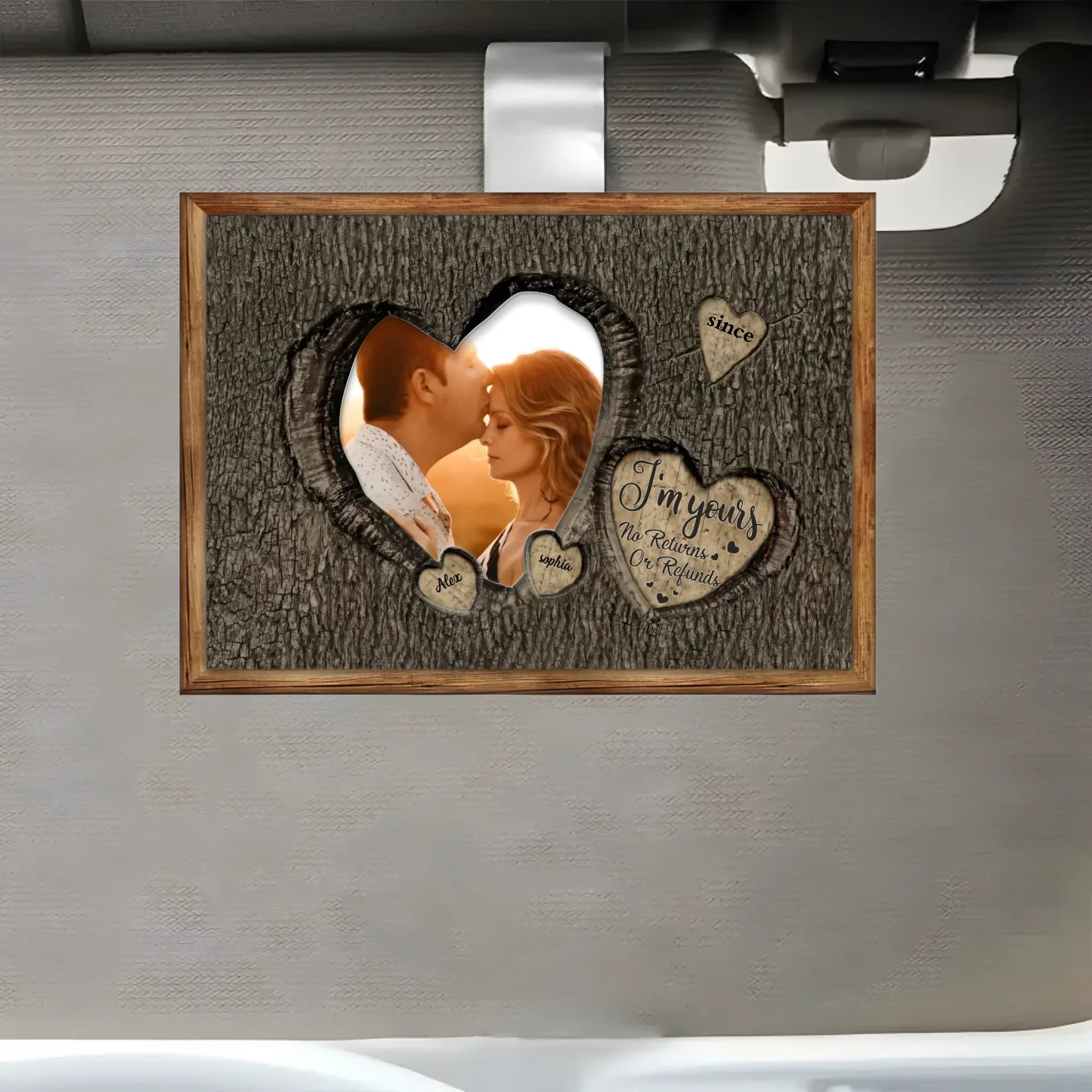 God Knew My Heart Needed You – Personalized Photo Car Sun Visor Clip – Custom Wooden Couples Gift for Anniversary, Wedding & Valentine’s Day 1074409 - DiyGiftly