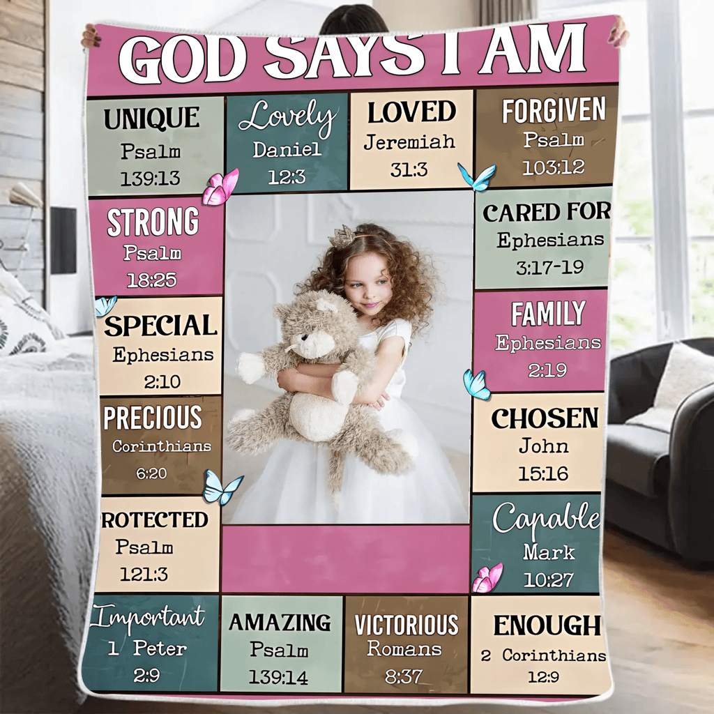 God Says I Am - Personalized Baby Photo Blanket 682283 - DiyGiftly