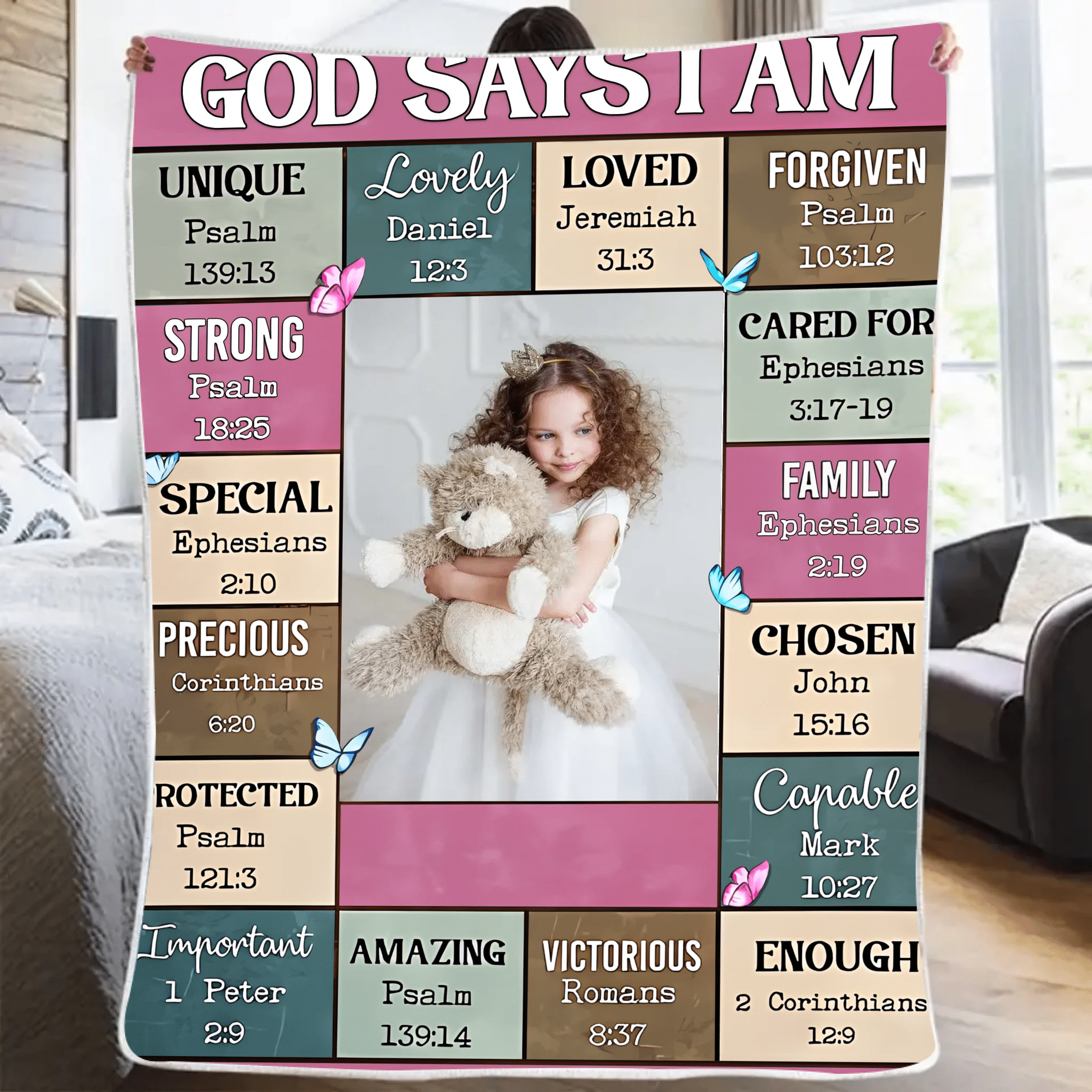 God Says I Am - Personalized Baby Photo Blanket 682283 - DiyGiftly