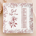 God Says I Am Personalized Jewelry Dish – Name Letter Bible Scripture Toile de Jouy Style Trinket Tray, Christian Faith Gift for Women, Girls, Birthday, Confirmation, Christmas Gift 1073871 - DiyGiftly