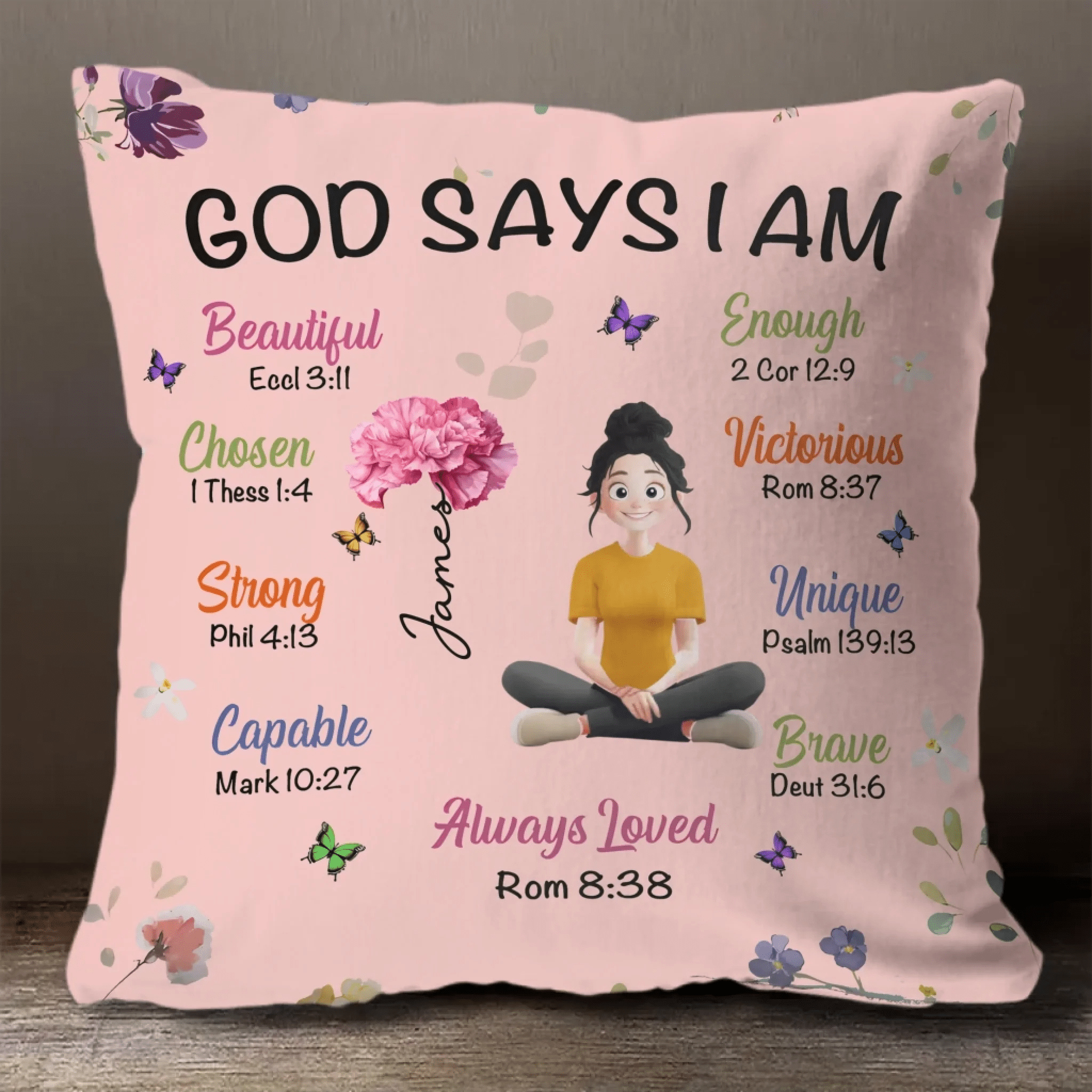 God Says I Am Special – Children’s Birth Flower Art - Personalized Pillow (Insert Included) 1058616 - DiyGiftly