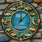 gone fishing time custom name wooden wall clock as a christmas gift