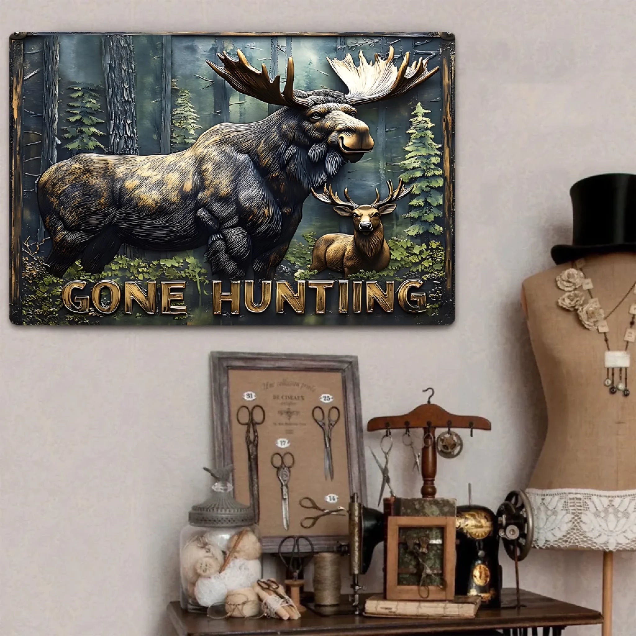 Gone Hunting - Personalized Hunting Rectangle Metal Sign 737098 - 737103 - DiyGiftly