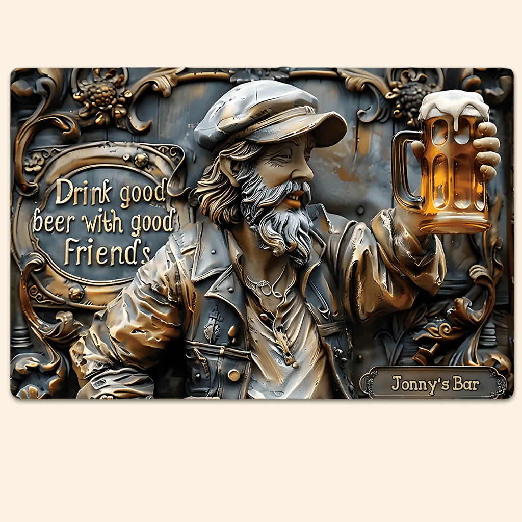 Good Friends Good Beer - Personalized Beer Rectangle Metal Sign 737850 - 737852 - DiyGiftly