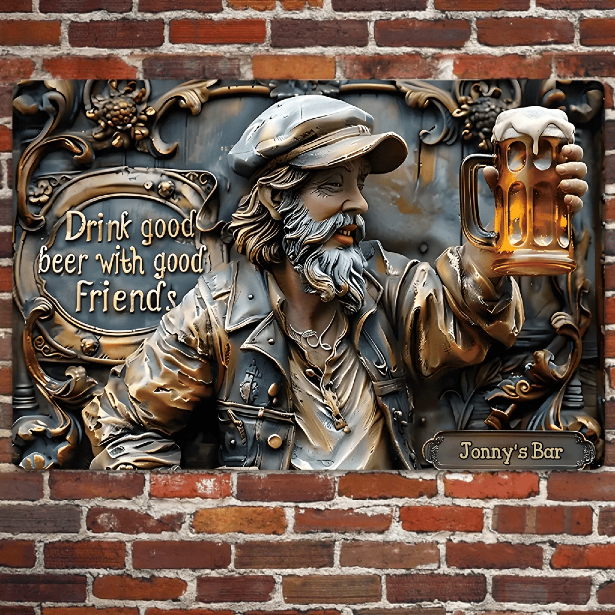 Good Friends Good Beer - Personalized Beer Rectangle Metal Sign 737850 - 737852 - DiyGiftly