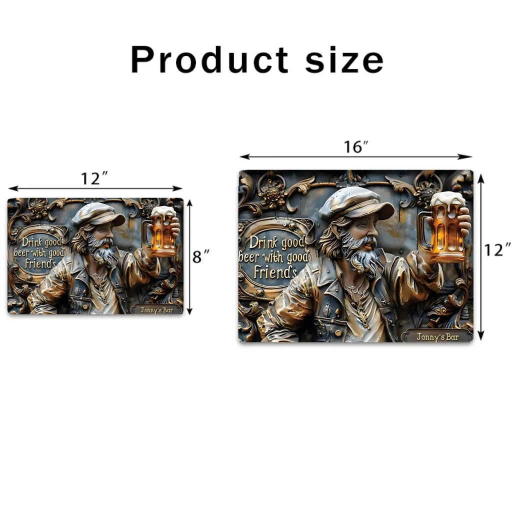 Good Friends Good Beer - Personalized Beer Rectangle Metal Sign 737850 - 737852 - DiyGiftly