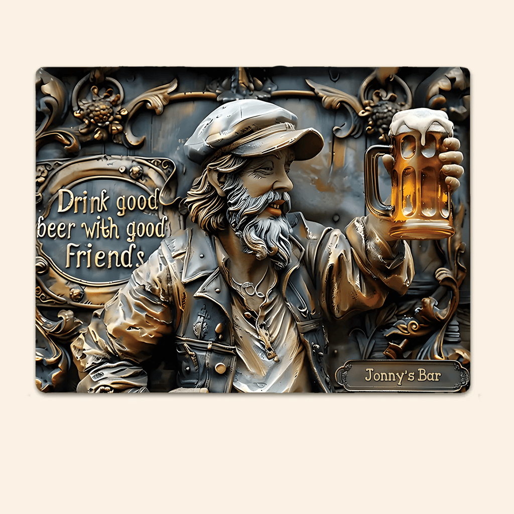 Good Friends Good Beer - Personalized Beer Rectangle Metal Sign 737850 - 737852 - DiyGiftly